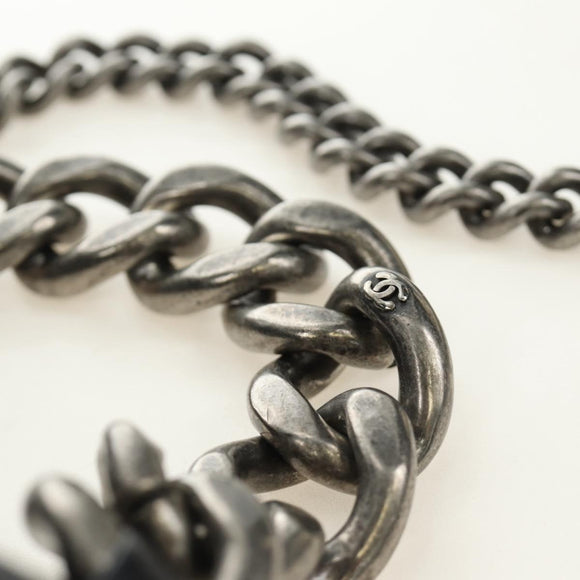CHANEL Matelasse Chain Hand Bag Calf Skin 2way Black Silver CC Auth BA13614SAM