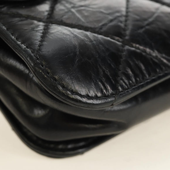 CHANEL Matelasse Chain Hand Bag Calf Skin 2way Black Silver CC Auth BA13614SAM