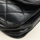 CHANEL Matelasse Chain Hand Bag Calf Skin 2way Black Silver CC Auth BA13614SAM-20
