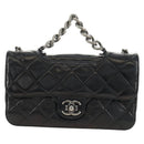 CHANEL Matelasse Chain Hand Bag Calf Skin 2way Black Silver CC Auth BA13614SAM-13