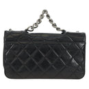 CHANEL Matelasse Chain Hand Bag Calf Skin 2way Black Silver CC Auth BA13614SAM-2