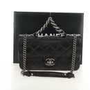 CHANEL Matelasse Chain Hand Bag Calf Skin 2way Black Silver CC Auth BA13614SAM-12