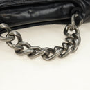 CHANEL Matelasse Chain Hand Bag Calf Skin 2way Black Silver CC Auth BA13614SAM-15