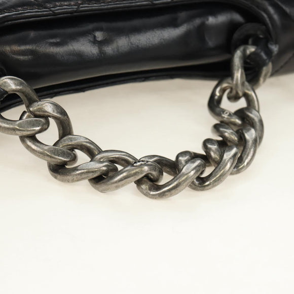 CHANEL Matelasse Chain Hand Bag Calf Skin 2way Black Silver CC Auth BA13614SAM