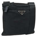 PRADA Shoulder Bag Nylon Black Silver Auth BA13615A-1