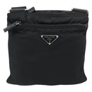 PRADA Shoulder Bag Nylon Black Silver Auth BA13615A-2