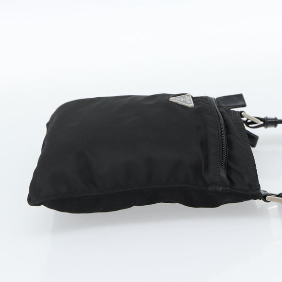 PRADA Shoulder Bag Nylon Black Silver Auth BA13615A