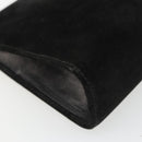 Salvatore Ferragamo Gancini Chain Shoulder Bag Suede Black Gold Auth BA13616V-16