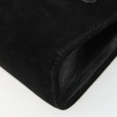 Salvatore Ferragamo Gancini Chain Shoulder Bag Suede Black Gold Auth BA13616V-17