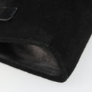 Salvatore Ferragamo Gancini Chain Shoulder Bag Suede Black Gold Auth BA13616V-18