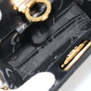Salvatore Ferragamo Gancini Chain Shoulder Bag Suede Black Gold Auth BA13616V-10