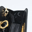 Salvatore Ferragamo Gancini Chain Shoulder Bag Suede Black Gold Auth BA13616V-20