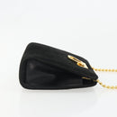 Salvatore Ferragamo Gancini Chain Shoulder Bag Suede Black Gold Auth BA13616V-3