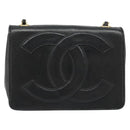 CHANEL Matelasse Chain Shoulder Bag Lamb Skin Gold Black CC Auth BA13617A-13