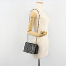 CHANEL Matelasse Chain Shoulder Bag Lamb Skin Gold Black CC Auth BA13617A-23