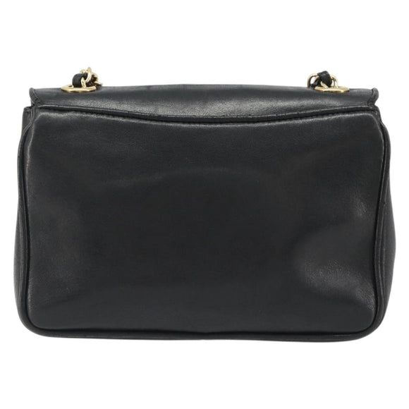 CHANEL Matelasse Chain Shoulder Bag Lamb Skin Gold Black CC Auth BA13617A
