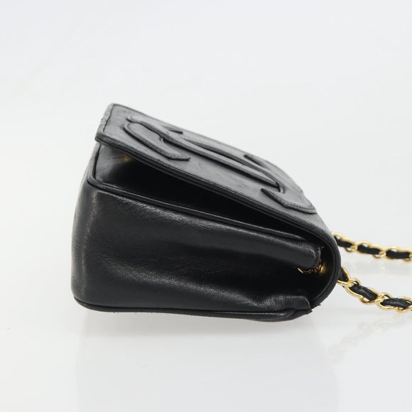 CHANEL Matelasse Chain Shoulder Bag Lamb Skin Gold Black CC Auth BA13617A