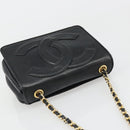 CHANEL Matelasse Chain Shoulder Bag Lamb Skin Gold Black CC Auth BA13617A-6