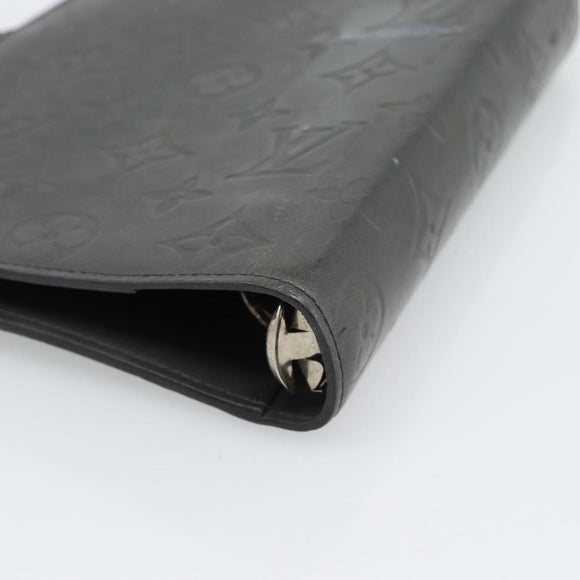 LOUIS VUITTON Monogram mat Agenda MM Day Planner Cover Black R20925 Auth BA13618