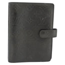 LOUIS VUITTON Monogram mat Agenda MM Day Planner Cover Black R20925 Auth BA13618-13