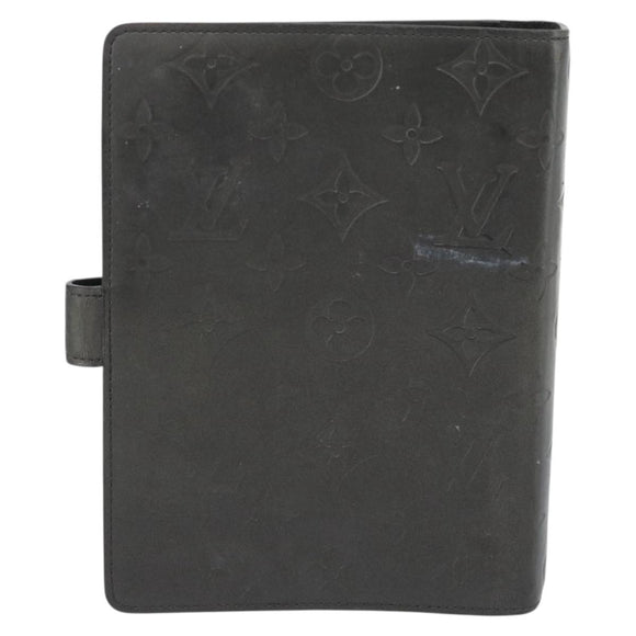 LOUIS VUITTON Monogram mat Agenda MM Day Planner Cover Black R20925 Auth BA13618