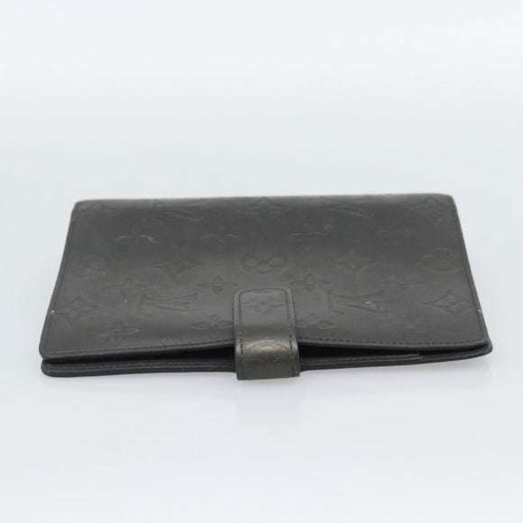 LOUIS VUITTON Monogram mat Agenda MM Day Planner Cover Black R20925 Auth BA13618