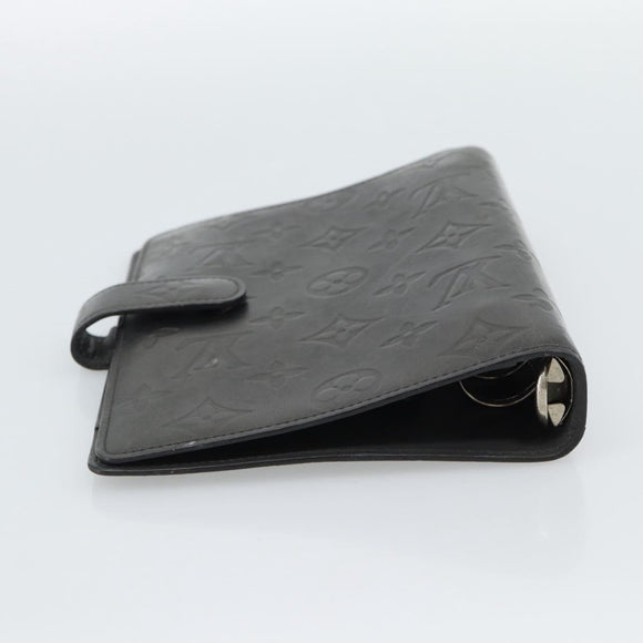 LOUIS VUITTON Monogram mat Agenda MM Day Planner Cover Black R20925 Auth BA13618