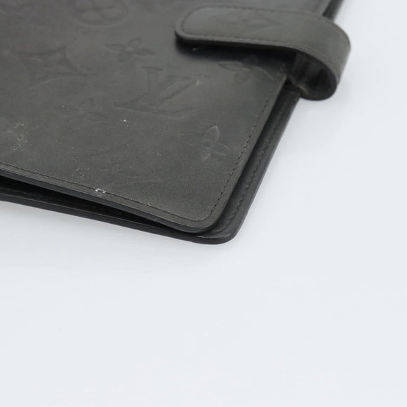 LOUIS VUITTON Monogram mat Agenda MM Day Planner Cover Black R20925 Auth BA13618