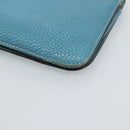 HERMES Dogon GM Wallet Leather Light Blue Silver Auth BA13622-16