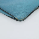 HERMES Dogon GM Wallet Leather Light Blue Silver Auth BA13622-17