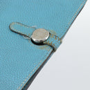 HERMES Dogon GM Wallet Leather Light Blue Silver Auth BA13622-18