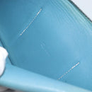 HERMES Dogon GM Wallet Leather Light Blue Silver Auth BA13622-11