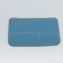 HERMES Dogon GM Wallet Leather Light Blue Silver Auth BA13622-23