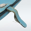 HERMES Dogon GM Wallet Leather Light Blue Silver Auth BA13622-8