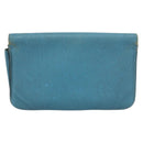 HERMES Dogon GM Wallet Leather Light Blue Silver Auth BA13622-2