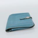 HERMES Dogon GM Wallet Leather Light Blue Silver Auth BA13622-3