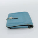 HERMES Dogon GM Wallet Leather Light Blue Silver Auth BA13622-4