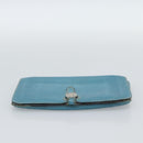 HERMES Dogon GM Wallet Leather Light Blue Silver Auth BA13622-6