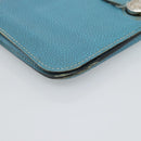 HERMES Dogon GM Wallet Leather Light Blue Silver Auth BA13622-15