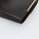 Salvatore Ferragamo Gancini Trifold Wallet Leather Brown Gold Auth BA13626V-15