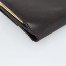 Salvatore Ferragamo Gancini Trifold Wallet Leather Brown Gold Auth BA13626V-16