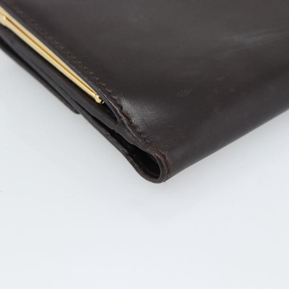 Salvatore Ferragamo Gancini Trifold Wallet Leather Brown Gold Auth BA13626V