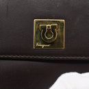 Salvatore Ferragamo Gancini Trifold Wallet Leather Brown Gold Auth BA13626V-8