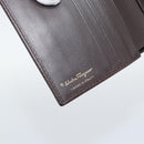 Salvatore Ferragamo Gancini Trifold Wallet Leather Brown Gold Auth BA13626V-17