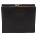Salvatore Ferragamo Gancini Trifold Wallet Leather Brown Gold Auth BA13626V-2