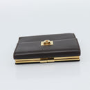 Salvatore Ferragamo Gancini Trifold Wallet Leather Brown Gold Auth BA13626V-5