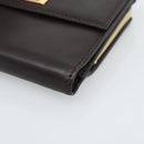 Salvatore Ferragamo Gancini Trifold Wallet Leather Brown Gold Auth BA13626V-7