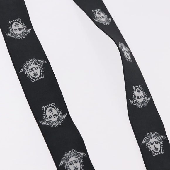 VERSACE Medusa Suspenders Metal Black Silver Auth BA13627