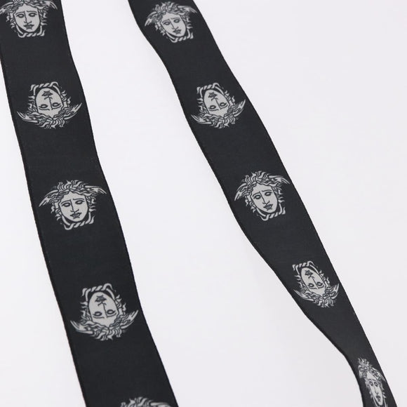 VERSACE Medusa Suspenders Metal Black Silver Auth BA13627