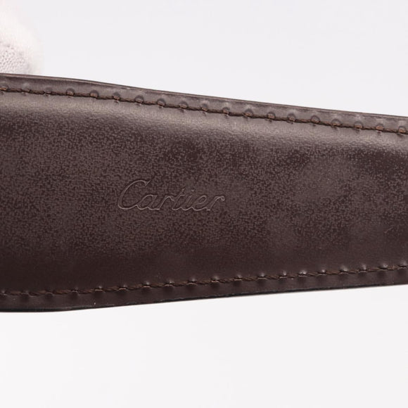CARTIER Must Line Belt Leather 44.1"" Black Brown Silver Auth BA13632